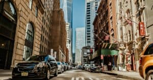 Q. Where can I find the bus stops at EWR and Manhattan?