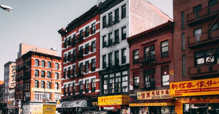 Vibrant Chinatown street scene showcasing historic architecture and bustling urban life.