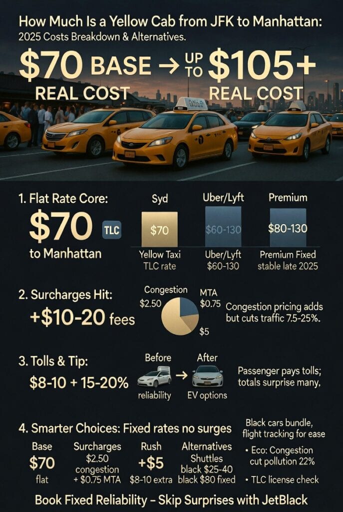 Infographic how much is a yellow cab from jfk to manhattan