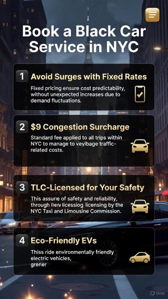 Infographic how to book a black car service in nyc