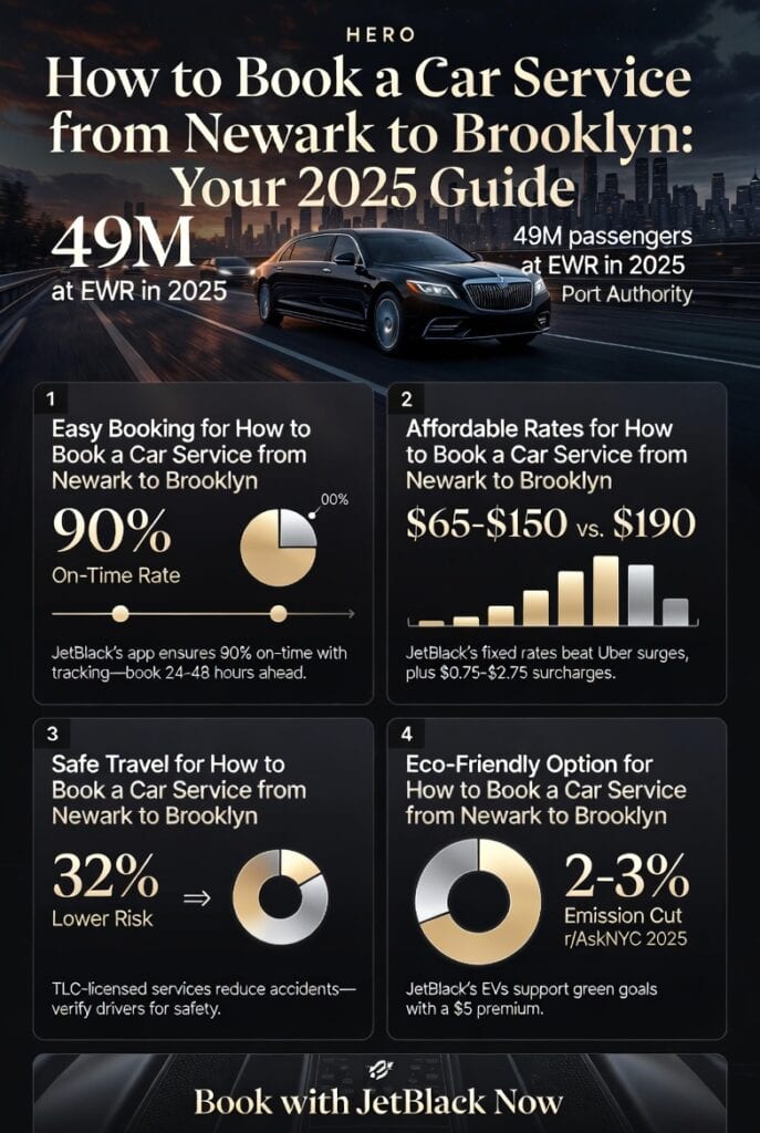 Infographic how to book a car service from newark to brooklyn