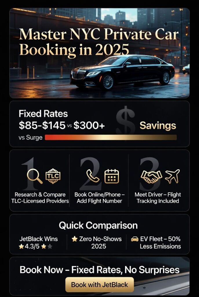 Infographic how to book a private car service in nyc