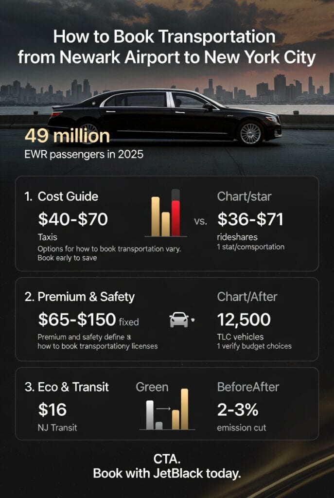 Infographic how to book transportation from newark airport to new york city