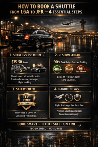 Infographic how to book a shuttle from lga to jfk
