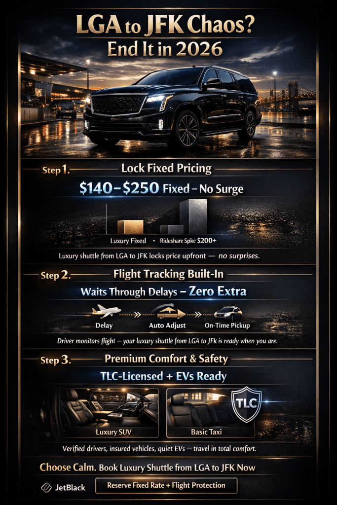 Infographic luxury shuttle from lga to jfk
