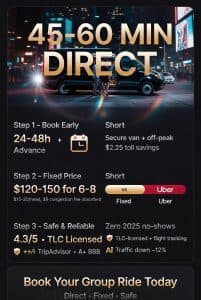 Infographic car service from laguardia to times square for groups