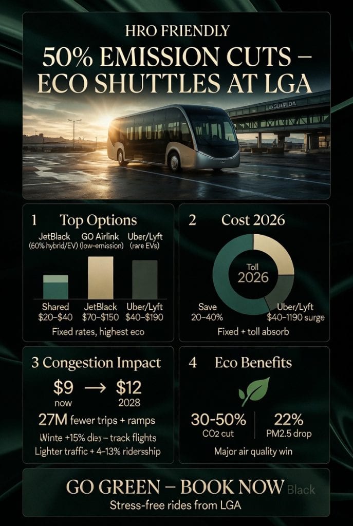 Infographic eco friendly airport shuttles at laguardia