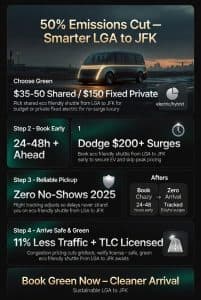 Infographic eco friendly shuttle from lga to jfk