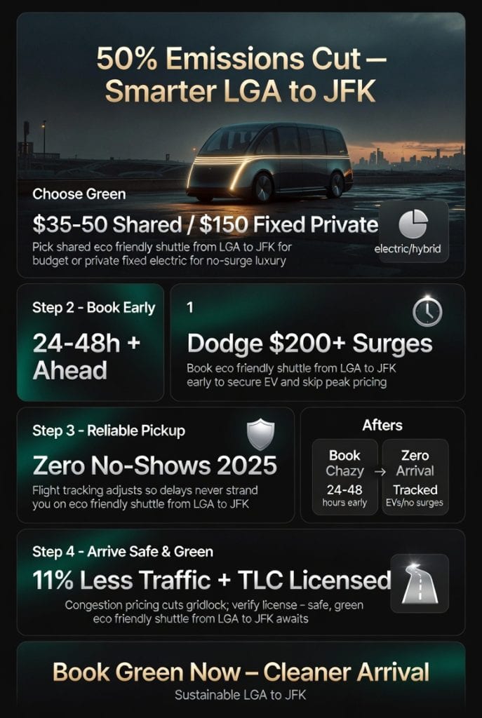 Infographic eco friendly shuttle from lga to jfk