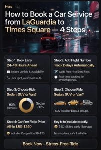 Infographic how to book a car service from laguardia to times square