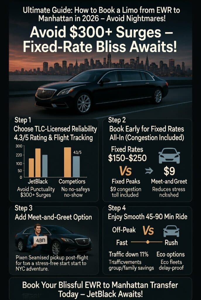 Ultimate Guide: How to Book a Limo from EWR to Manhattan in 2026 – Avoid Nightmares! 3 Infographic how to book a limo from ewr to manhattan