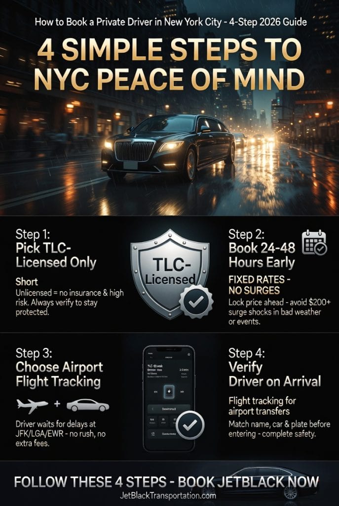 Infographic how to book a private driver in new york city