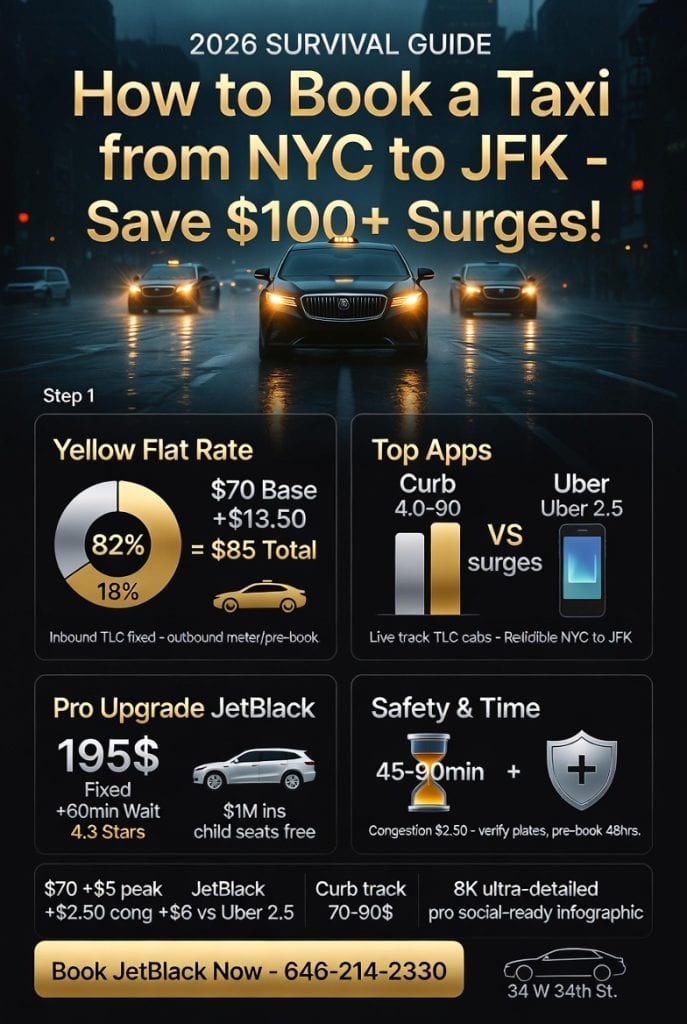 Infographic how to book a taxi from nyc to jfk
