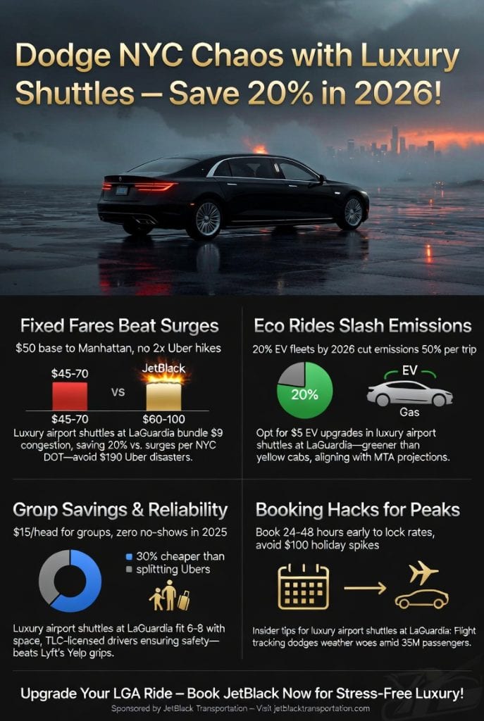Infographic luxury airport shuttles at laguardia