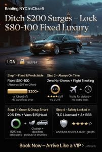 Infographic luxury car service from laguardia to times square