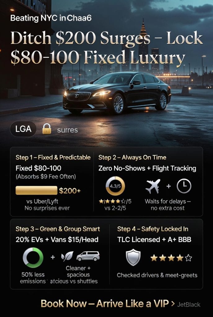 Infographic luxury car service from laguardia to times square