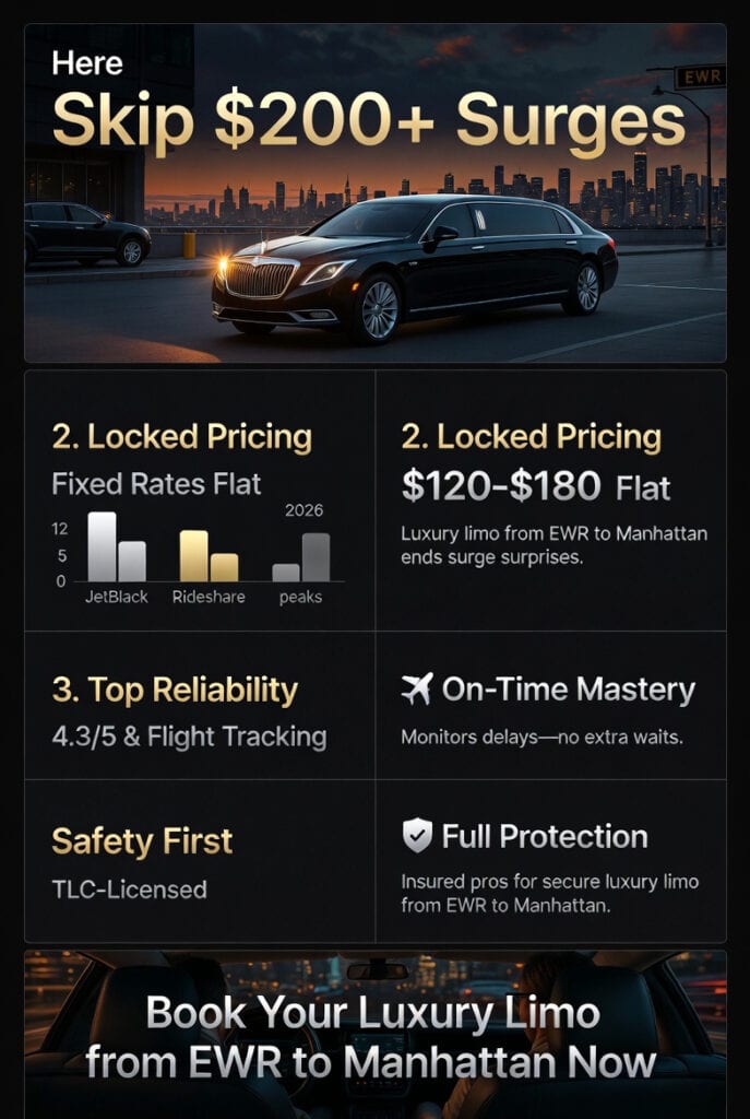Infographic luxury limo from ewr to manhattan