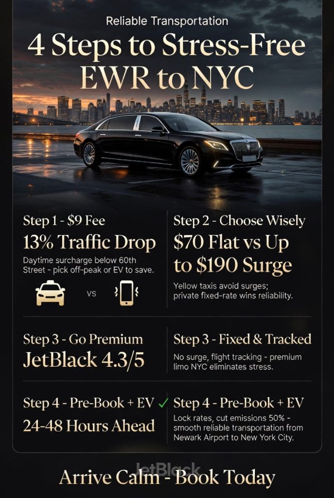 Infographic reliable transportation from newark airport to new york city
