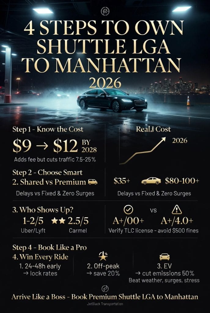 Infographic shuttle lga to manhattan