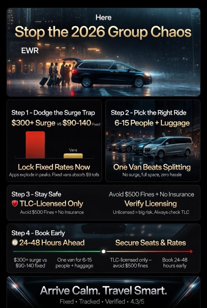 Infographic transportation from newark airport to new york city for groups