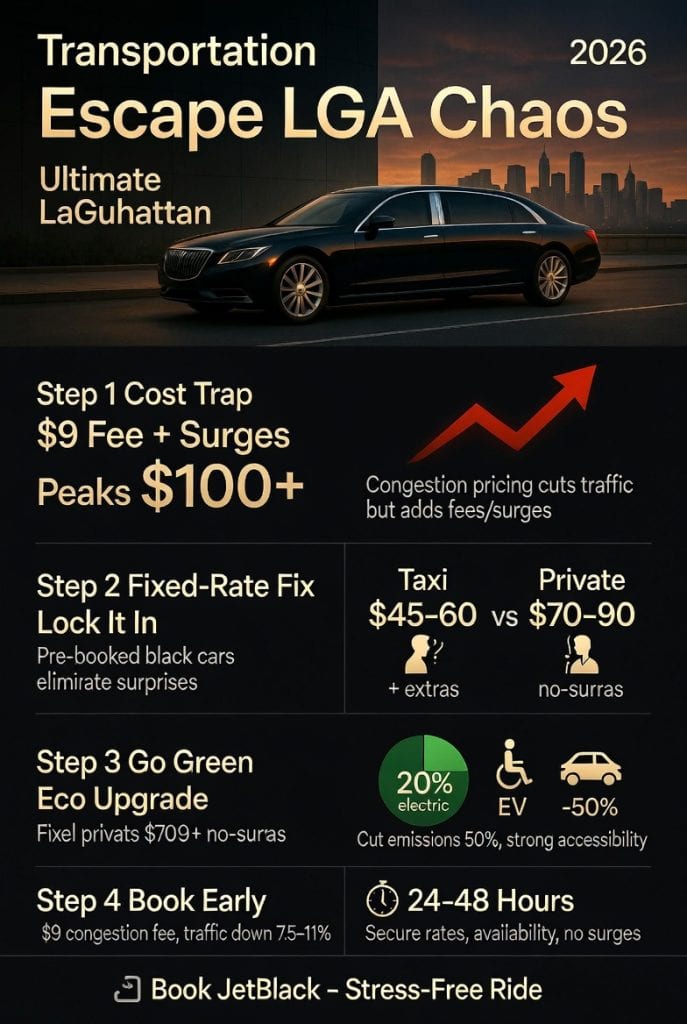 Infographic transportation laguardia airport to manhattan