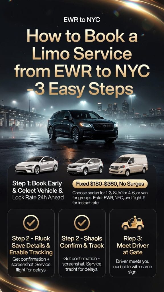 Infographic how to book a limo service from ewr to nyc