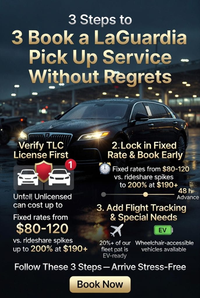 Infographic how to book a laguardia pick up service