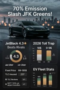 Infographic eco friendly taxi from nyc to jfk