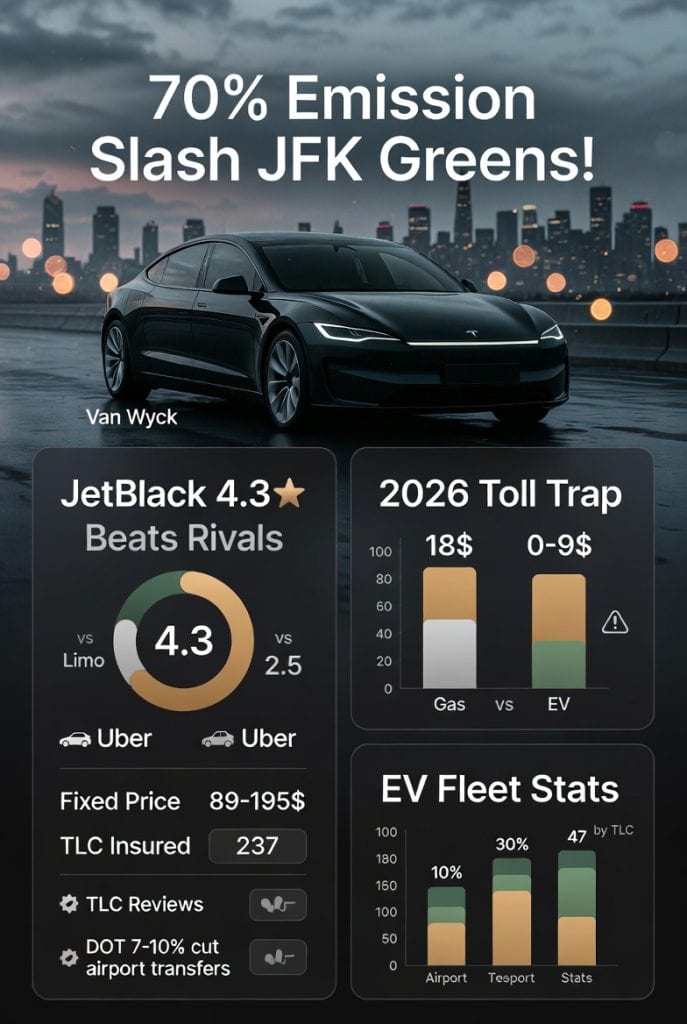 Infographic eco friendly taxi from nyc to jfk