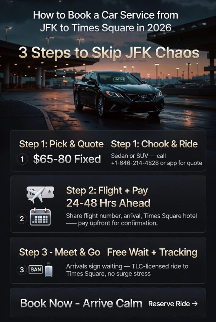 Infographic how to book a car service from jfk to times square