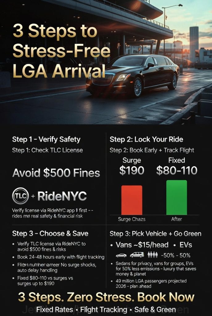 Infographic how to book a limo service from lga
