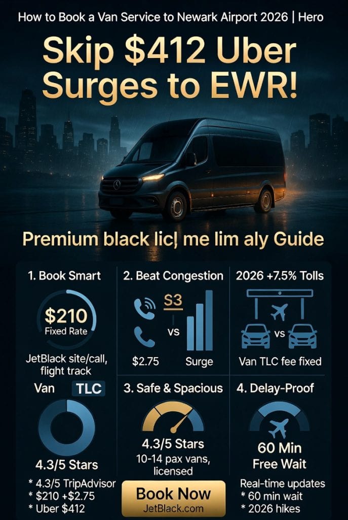 Infographic how to book a van service to newark airport