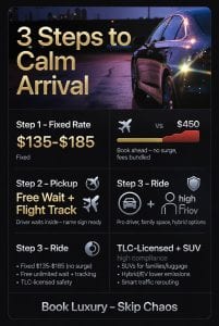 Infographic luxury car service from jfk to times square