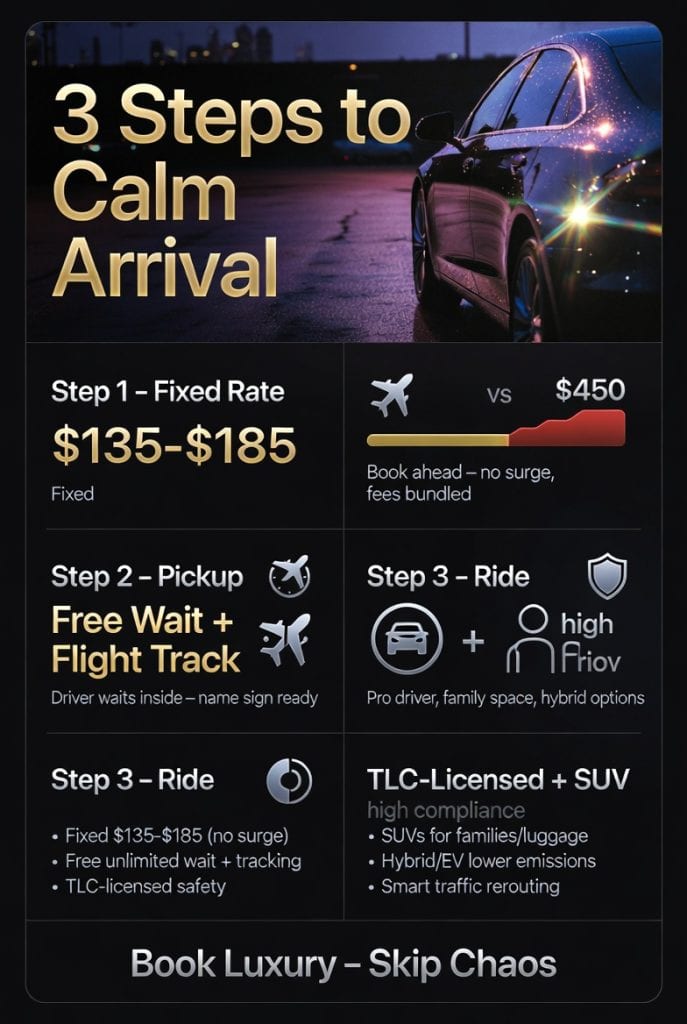 Infographic luxury car service from jfk to times square