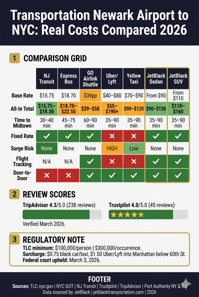 Infographic transportation newark airport to nyc