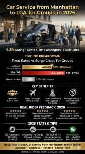 car service from manhattan to lga for groups 3