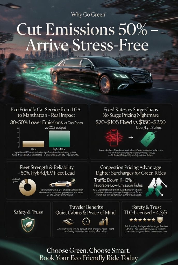 Infographic eco friendly car service from lga to manhattan