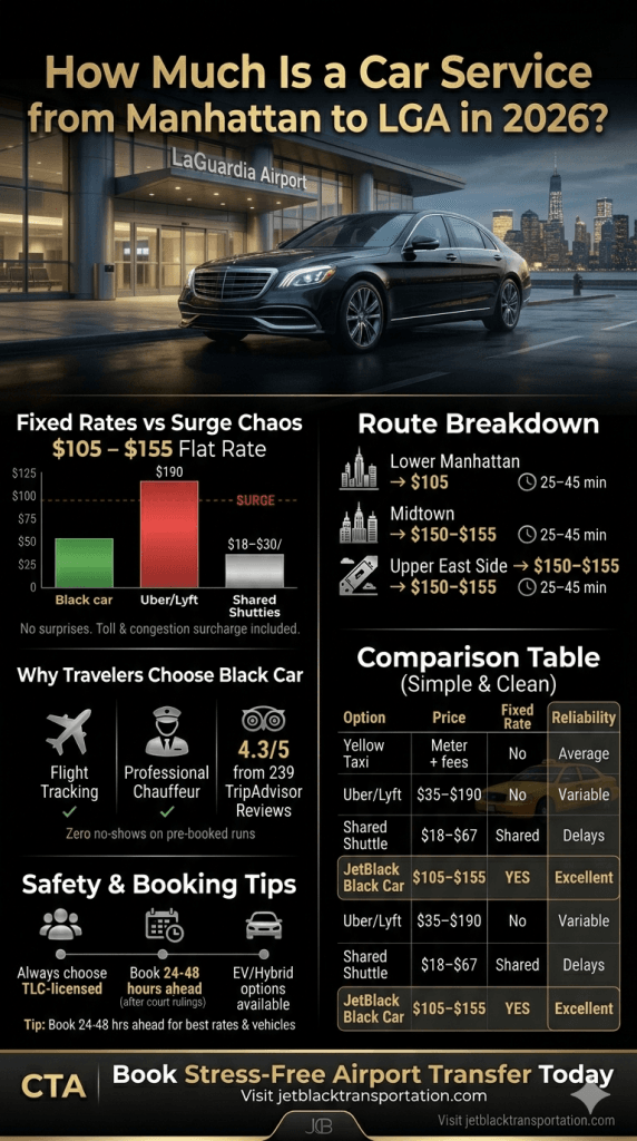 how much is a car service from manhattan to lga