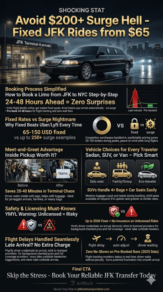 How to book a limo from JFK to NYC and avoid surge pricing in 2026