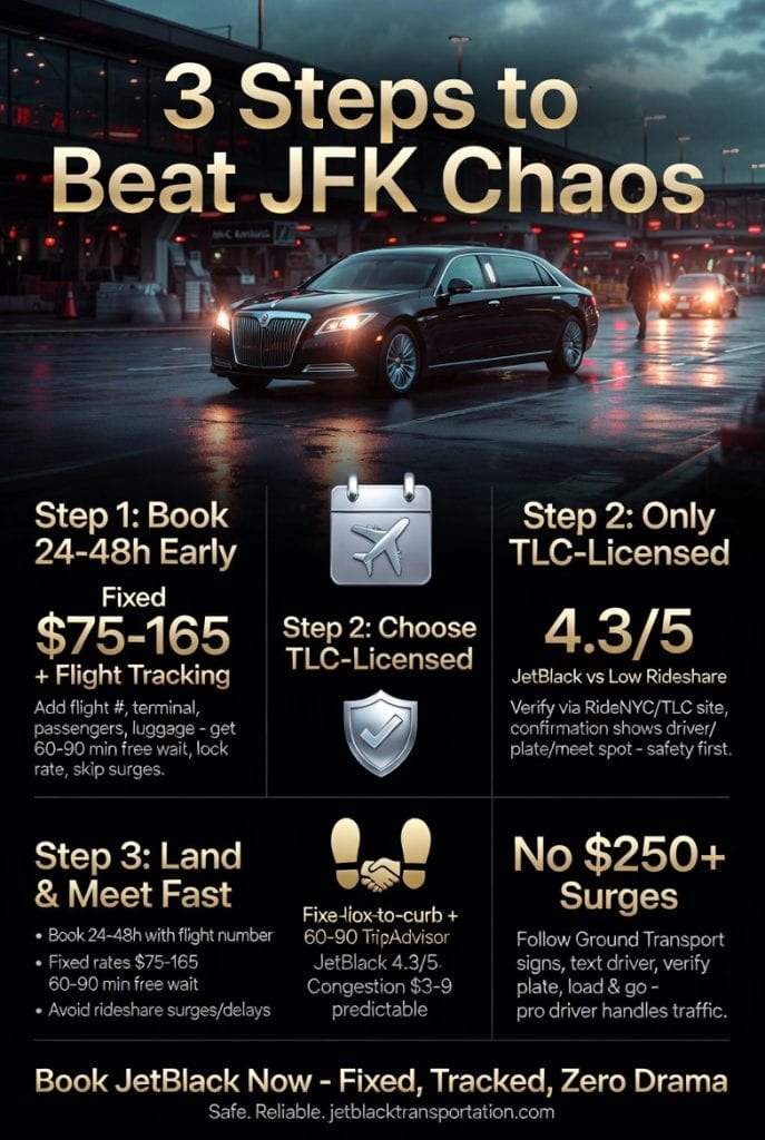 Infographic how to book an airport pickup service at jfk