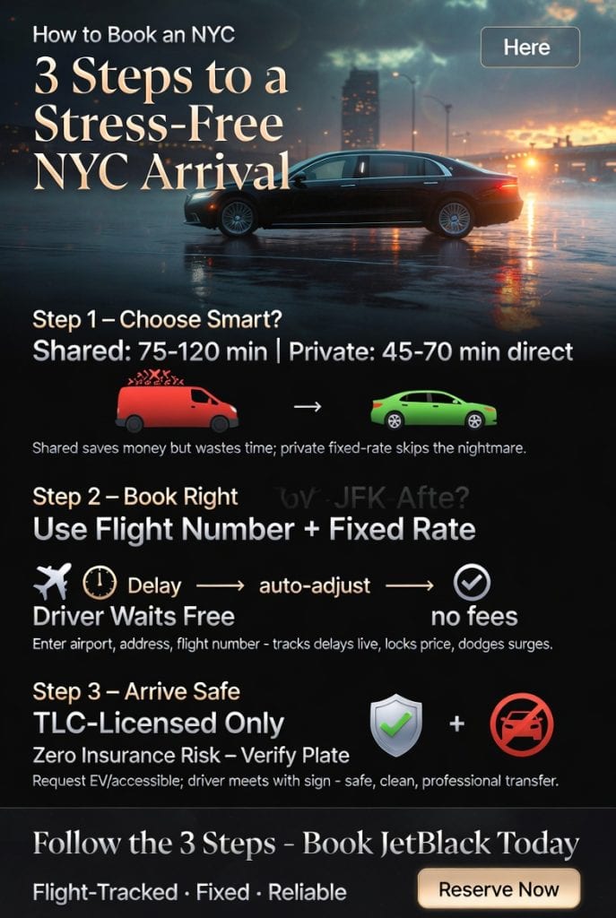Infographic how to book an nyc airport shuttle service