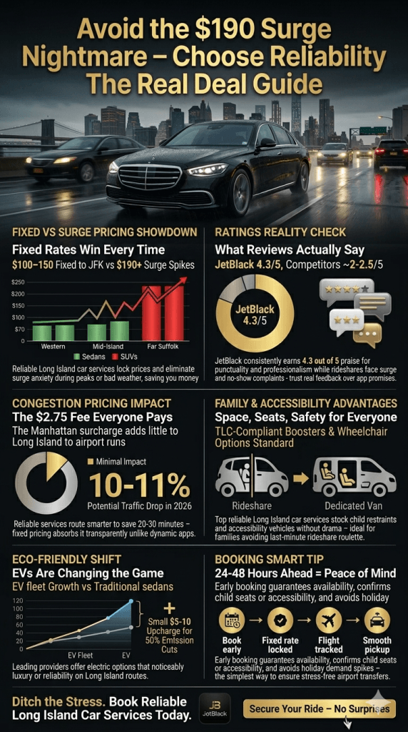 Visual breakdown of congestion fees affecting reliable Long Island car services