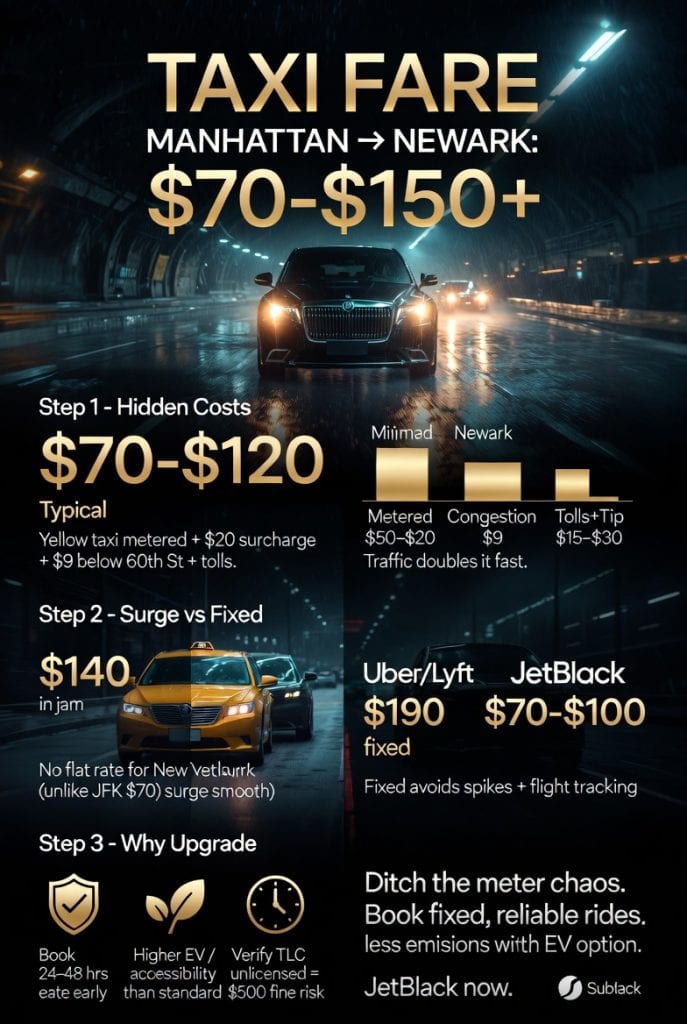 Infographic taxi fare from manhattan to newark airport