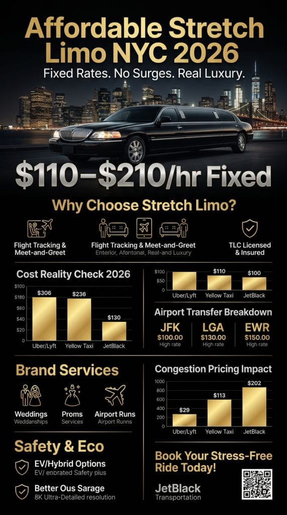 Affordable stretch limo NYC congestion pricing comparison 2026 infographic vs ride-sharing costs