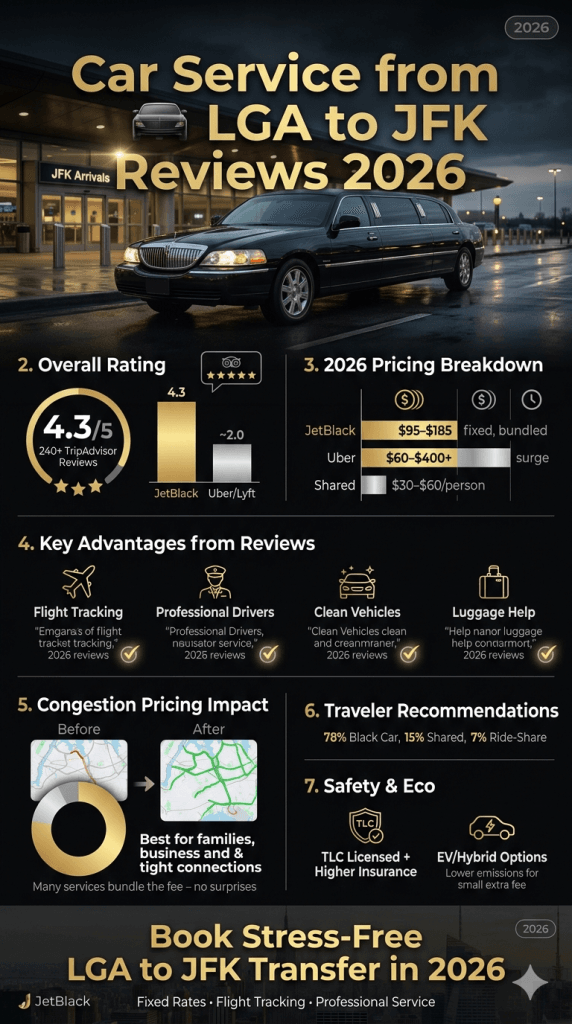  Visual comparison of pricing, surcharges, and ratings for car service from LGA to JFK reviews 2026