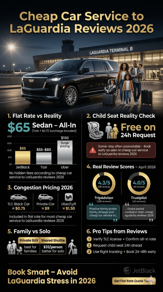 cheap car service to LaGuardia reviews 2026 comparison infographic NYC for-hire vehicle landscape