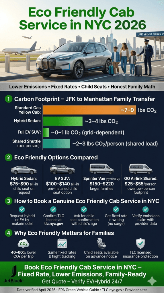 eco friendly cab service in nyc hybrid sedan family booking confirmation child seat