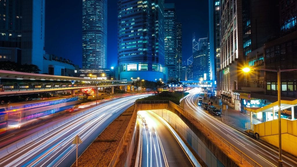 hong kong, city, traffic, lights, illuminated, motion blur, long exposure, city lights, urban, skyscrapers, buildings, modern, streets, road, downtown, cityscape, glow, night, evening, street photography, night photography, city, city, city, city, city