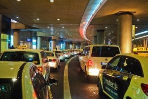 taxi, airport, to travel, vacations, architecture, terminal, building, transport, travellers, traffic, car, arrival, car wallpapers, taxi stand, road, cars, night, lights, vehicles, wait, eve, lighting, dusseldorf