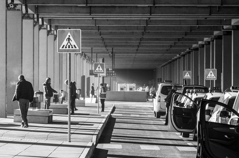 building, airport, taxi stand, road, hall